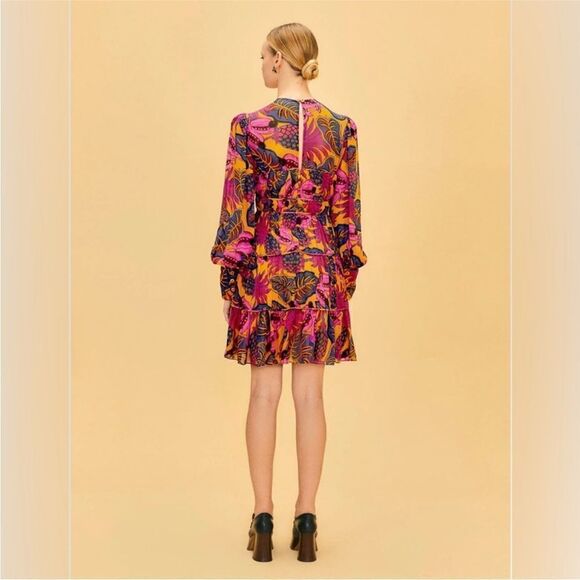 NWT Farm Rio Yellow Fruit Dream Long Sleeve Mini Dress-K1 - Picture 3 of 9